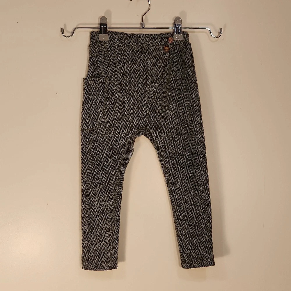 Zara Baby Tweed Leggings Dark Green Elastic Waist 3/4 Years‎